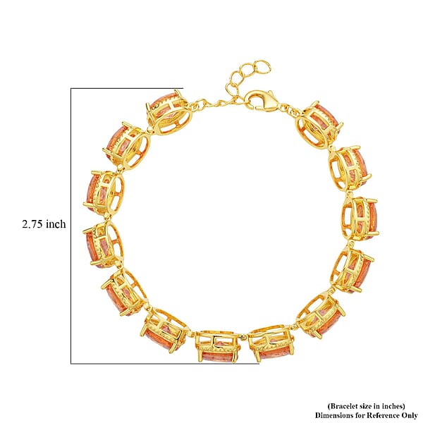 Simulated Champagne Diamond Link Bracelet In Goldtone (7.0-8.0In)