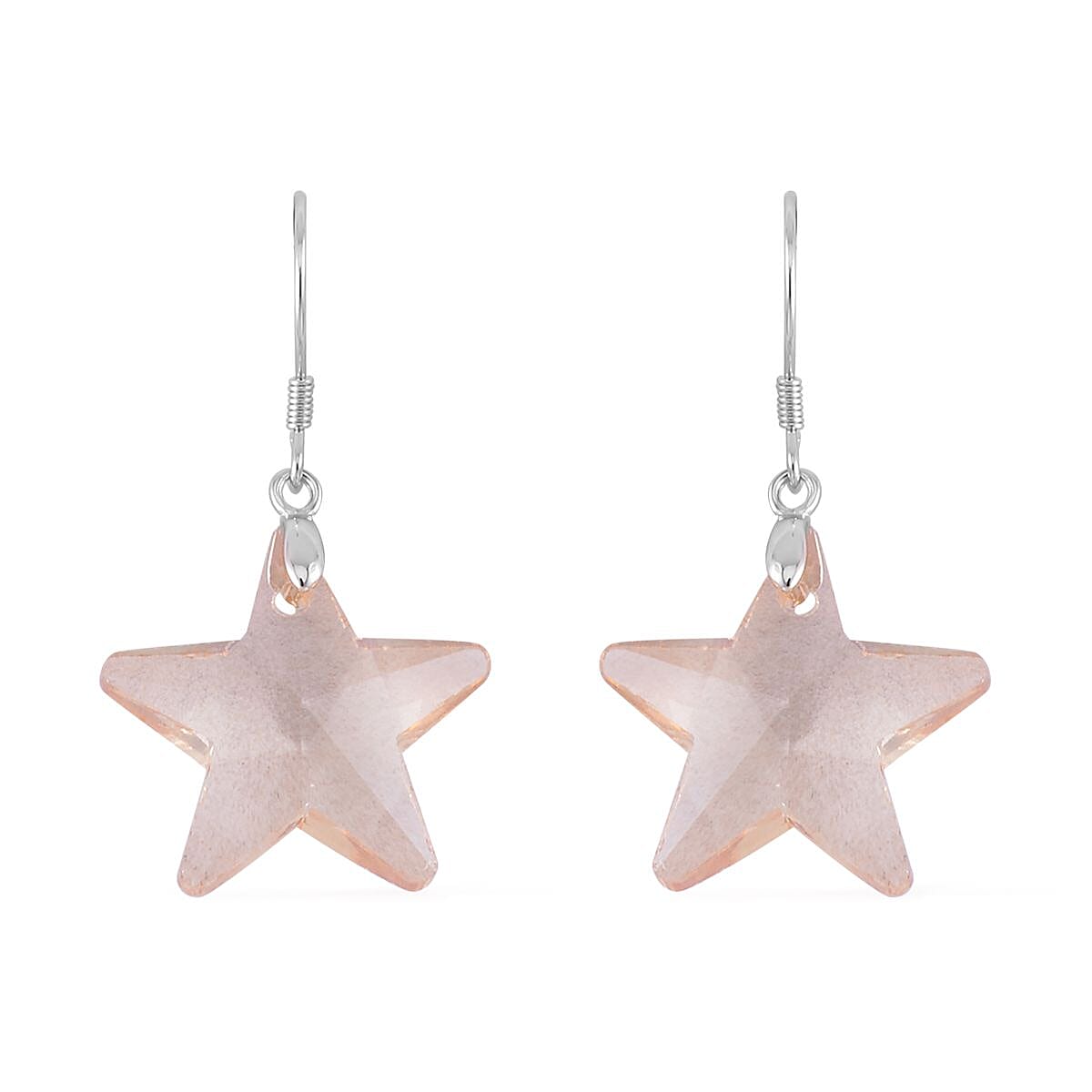 Simulated Champagne Quartz Star Earrings in Rhodium Over Sterling Silver