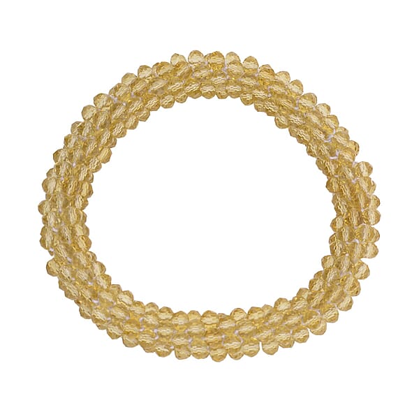 Simulated Citrine Beaded Stretch Bracelet And Drop Earrings In Silvertone