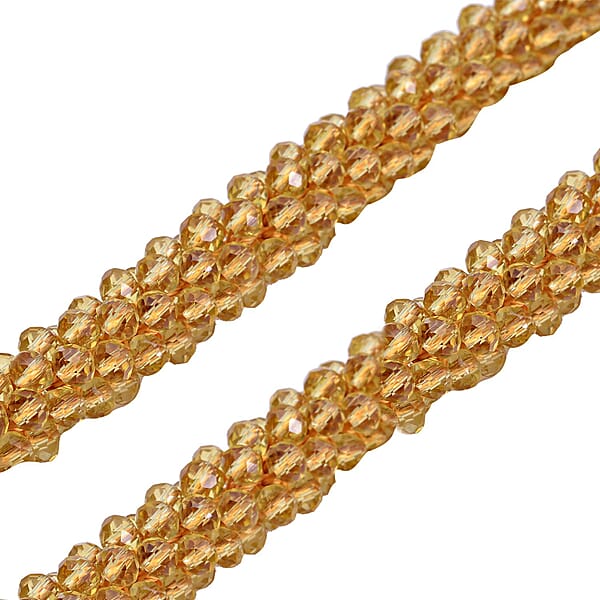 Simulated Citrine Pendant With Beaded Necklace 18-20 Inches In Silvertone