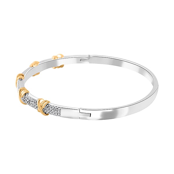 Simulated Diamond 10.00 Ctw XOXO Bangle Bracelet In Dualtone (7.50 In)