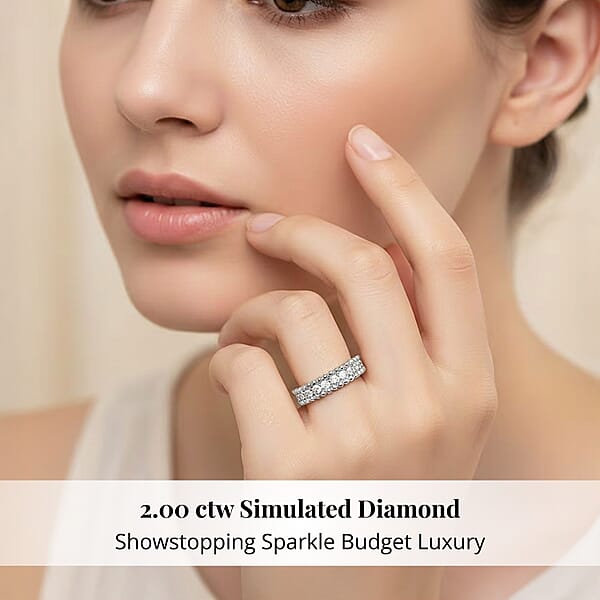 Simulated Diamond 2.00 Ctw Ring In Rhodium Over Sterling Silver