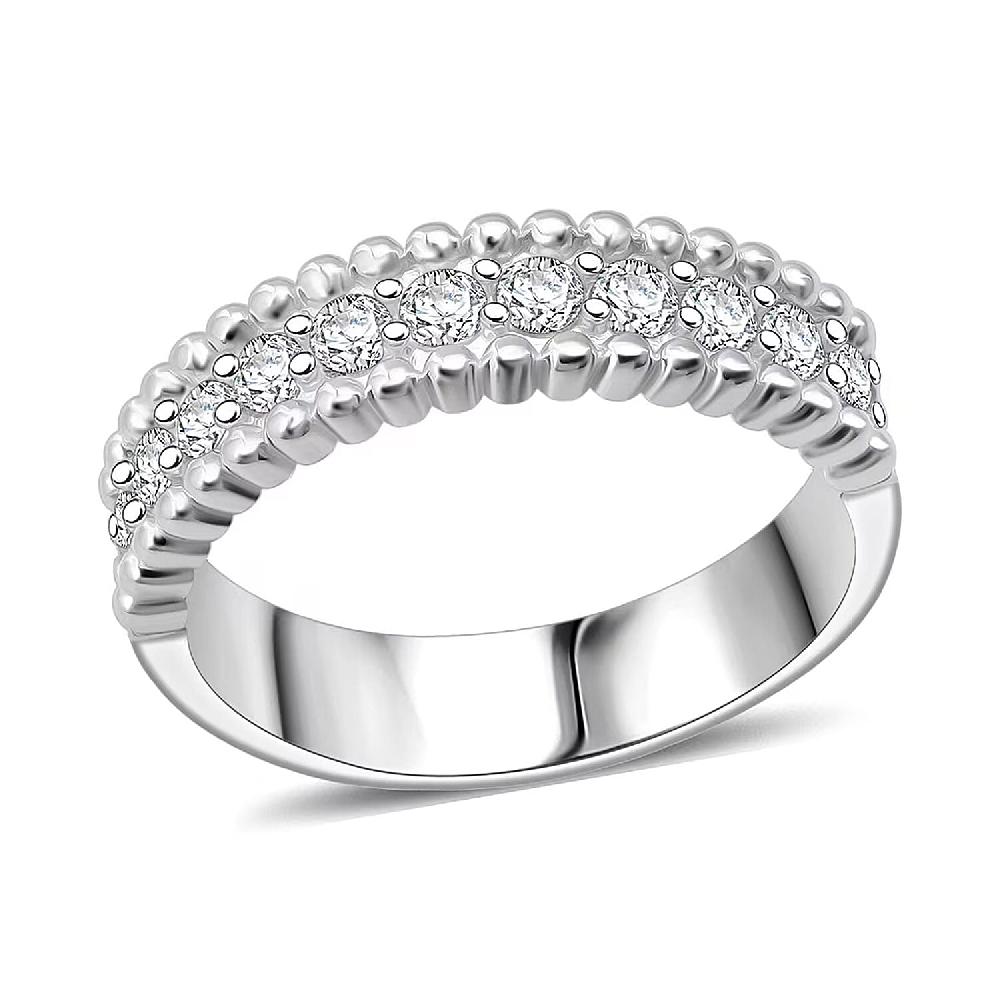 Simulated Diamond 2.00 ctw Ring in Rhodium Over Sterling Silver
