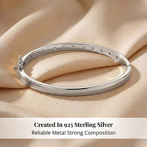 Simulated Diamond 2.75 Ctw Bangle Bracelet In Rhodium Over Sterling Silver (7.25 In)