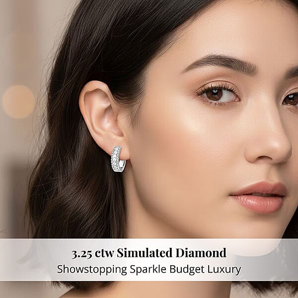 Simulated Diamond 3.25 Ctw Earrings In Rhodium Over Sterling Silver