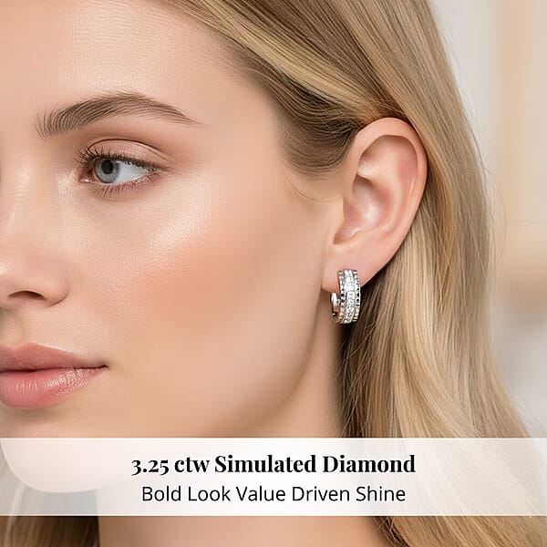Simulated Diamond 3.25 Ctw Earrings In Rhodium Over Sterling Silver
