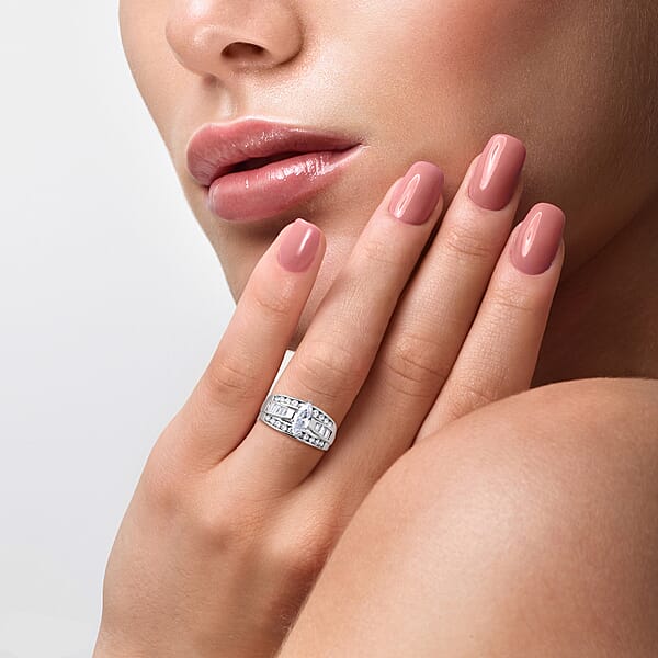 Simulated Diamond 4.65 Ctw Ring In Sterling Silver Fashion Rings For Women
