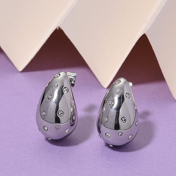 Simulated Diamond Earrings In Stainless Steel