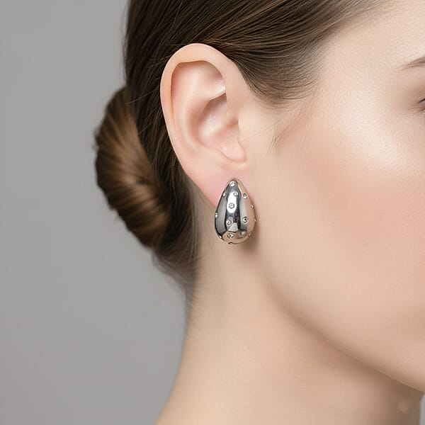 Simulated Diamond Earrings In Stainless Steel