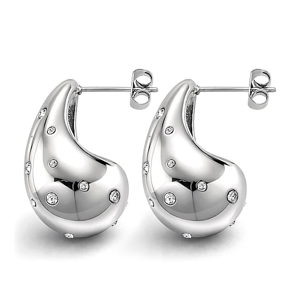Simulated Diamond Earrings In Stainless Steel