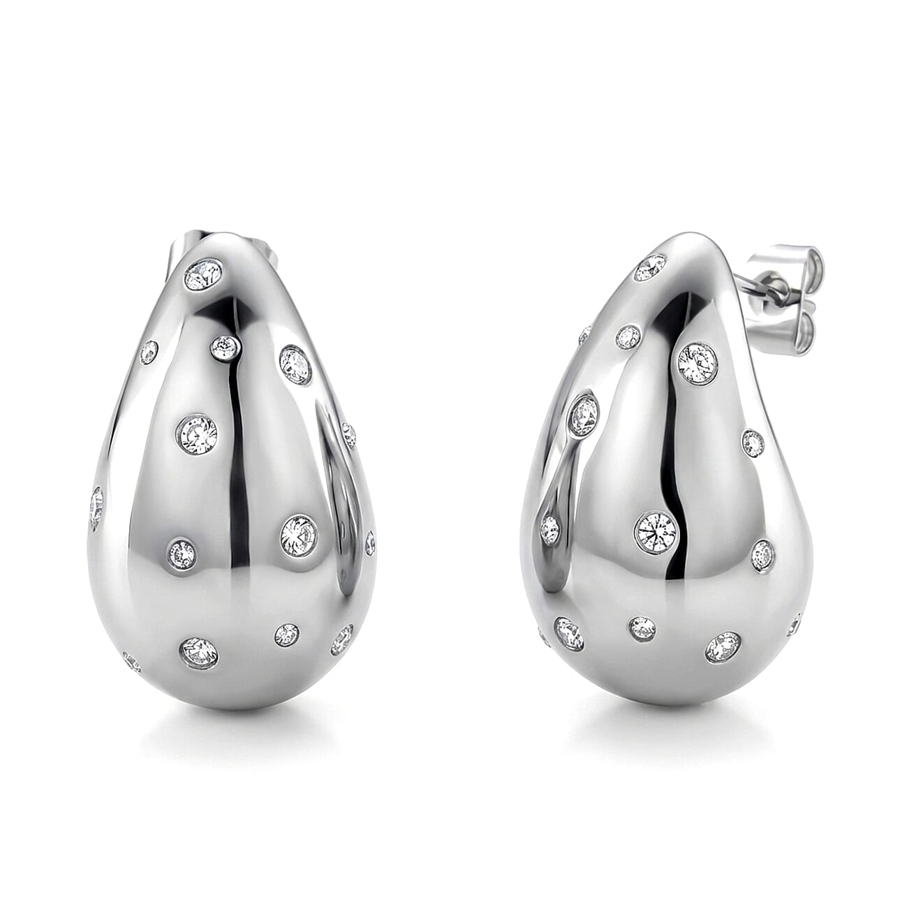 Simulated Diamond Earrings in Stainless Steel