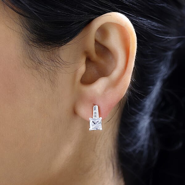 Simulated Diamond Earrings In Sterling Silver