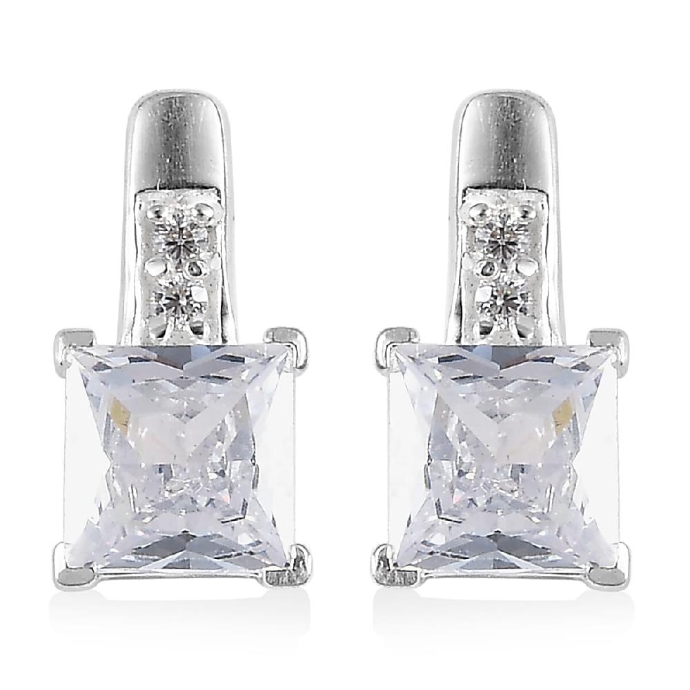 Simulated Diamond Earrings In Sterling Silver