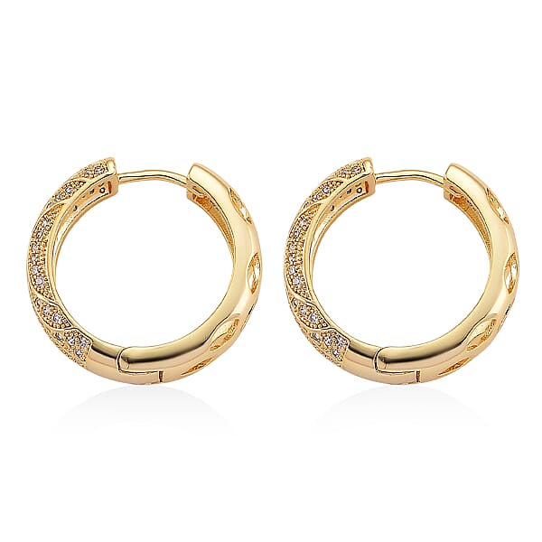 Simulated Diamond Hoop Earrings In Goldtone