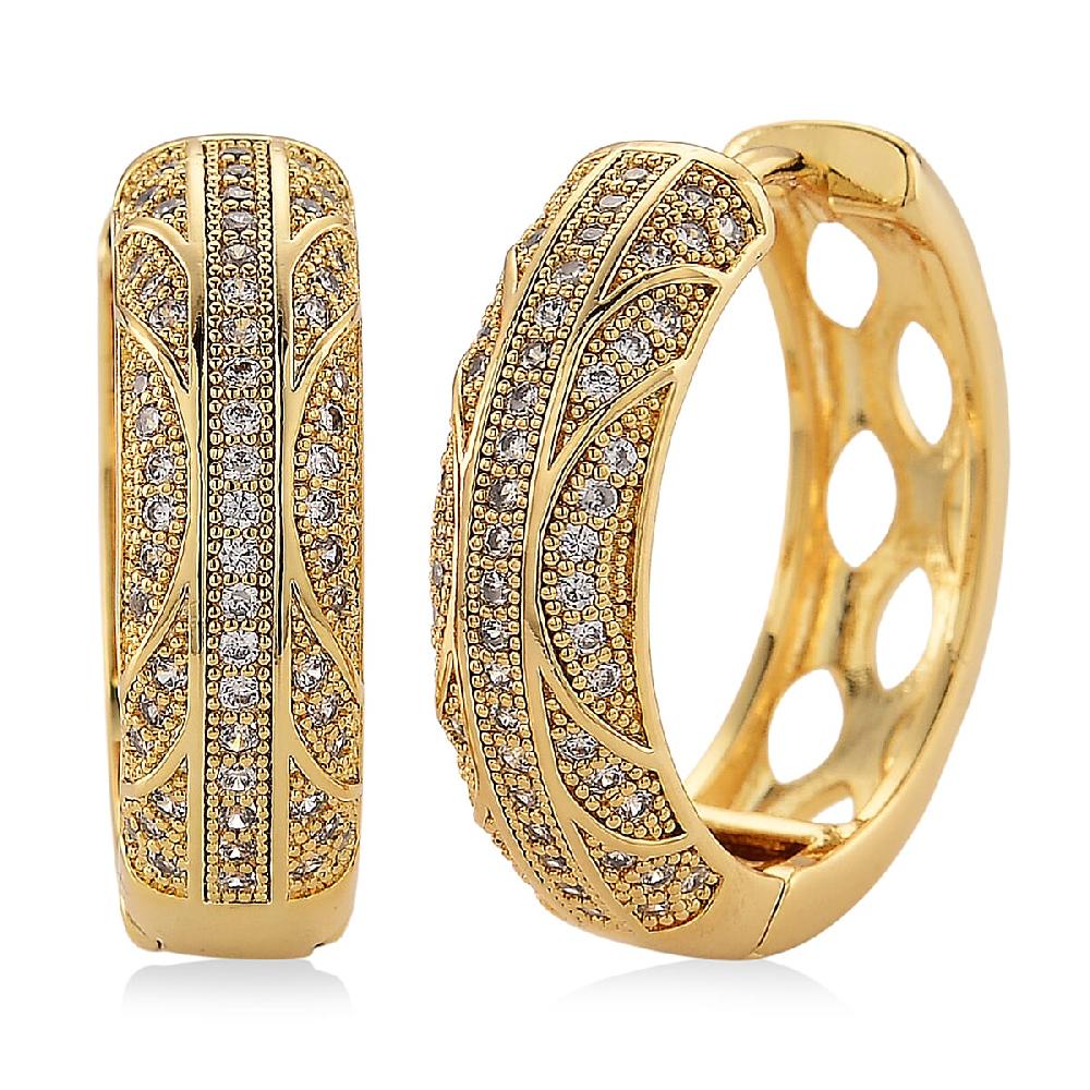 Simulated Diamond Hoop Earrings in Goldtone