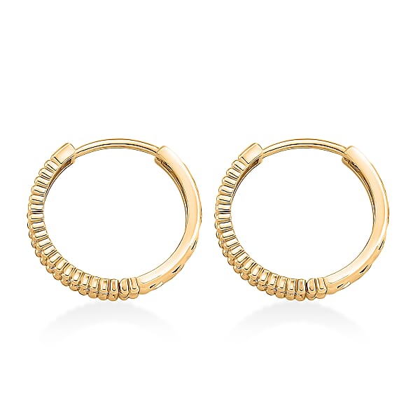 Simulated Diamond Lustre Bead Hoop Earrings In Goldtone