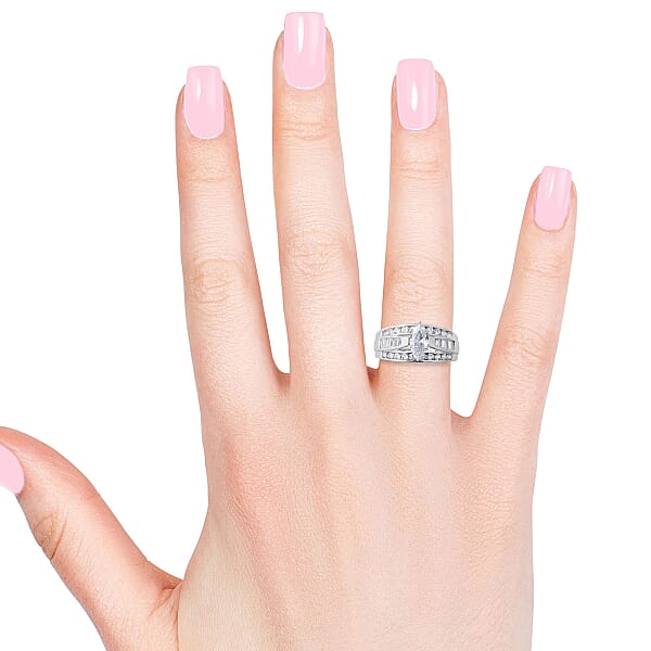 Simulated Diamond Ring In Sterling Silver Fashion Rings For Women 4.65 Ctw