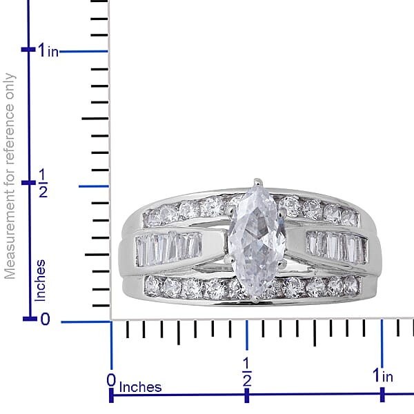 Simulated Diamond Ring In Sterling Silver Fashion Rings For Women 4.65 Ctw