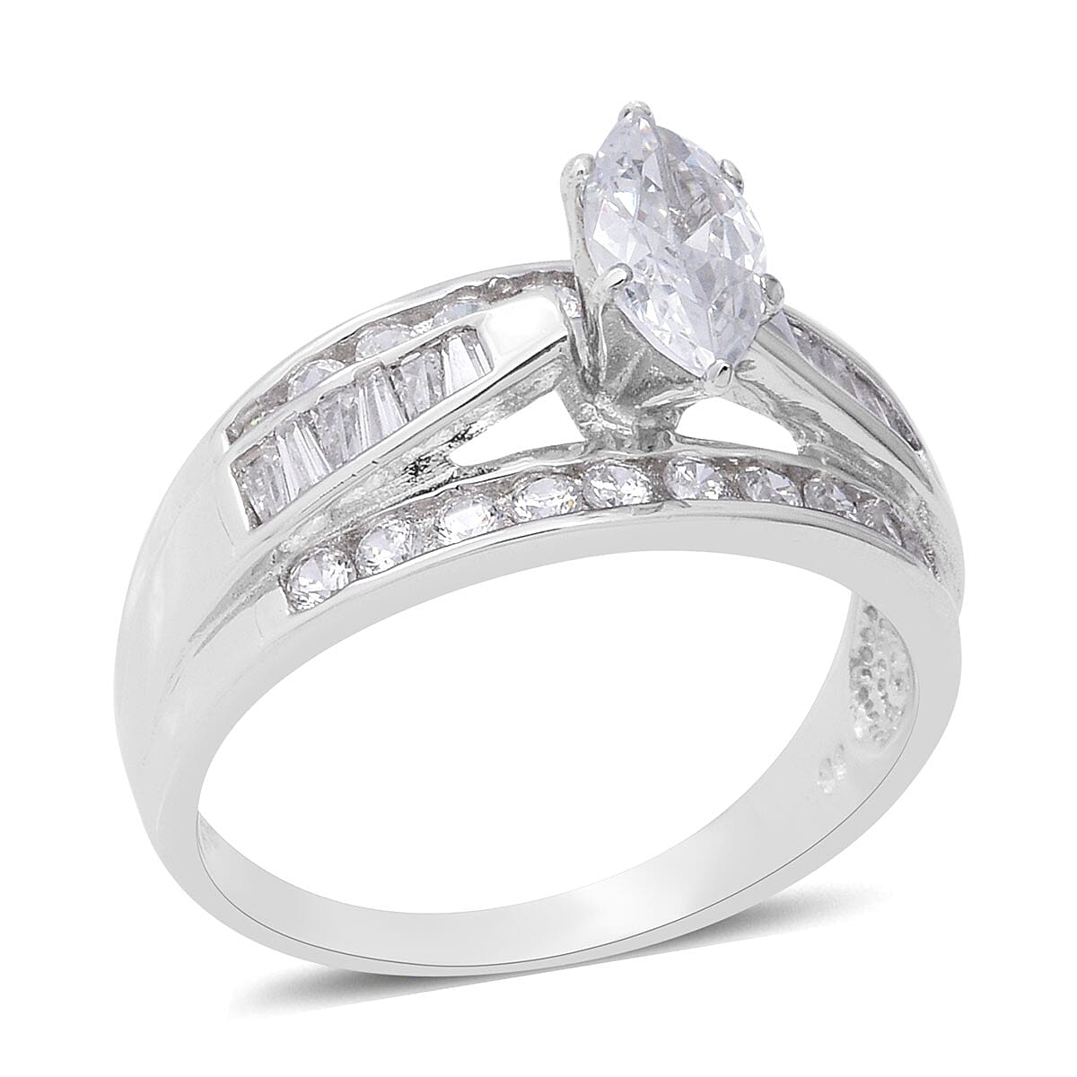 Simulated Diamond Ring in Sterling Silver Fashion Rings For Women 4.65 ctw