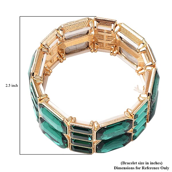 Simulated Green Diamond Bracelet In Goldtone (6.50 In)