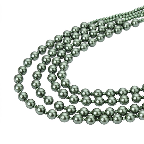 Simulated Peacock Color Pearl 4-12mm Necklace 21-23 Inches In Goldtone