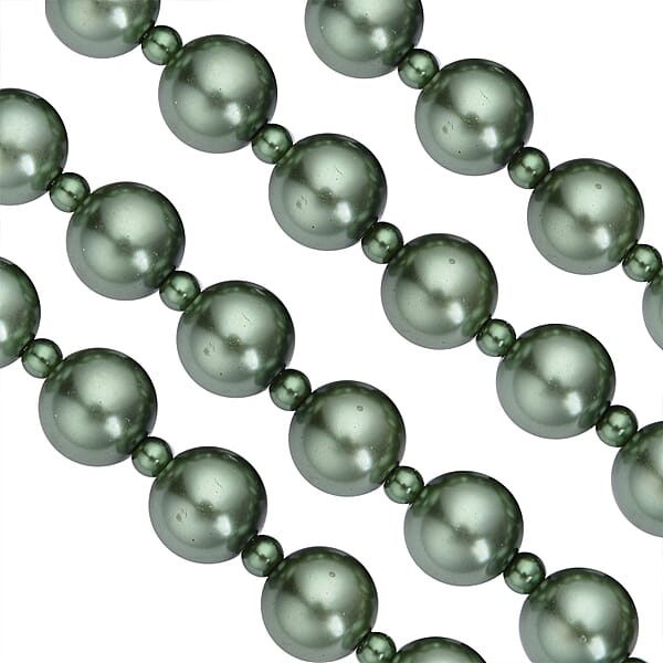 Simulated Peacock Color Pearl 4-12mm Necklace 21-23 Inches In Goldtone