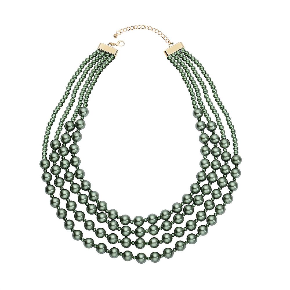 Simulated Peacock Color Pearl 4-12mm Necklace 21-23 Inches in Goldtone
