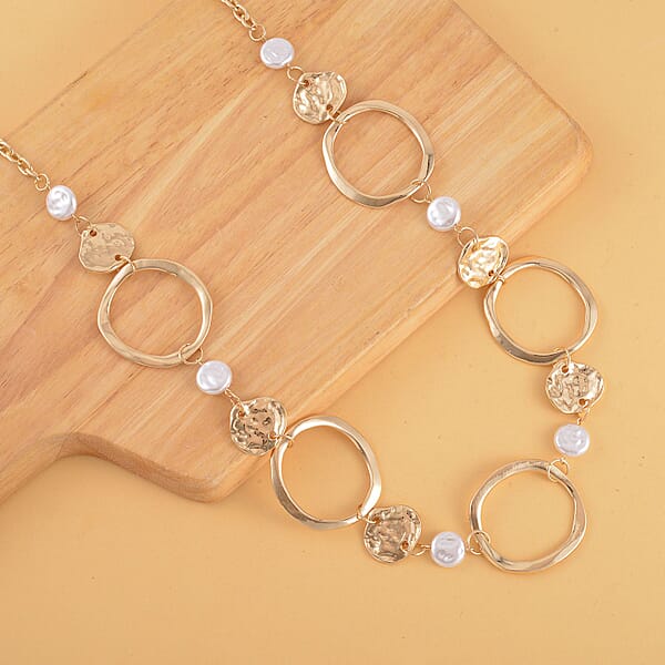 Simulated Pearl Necklace In Goldtone 28-30 Inches
