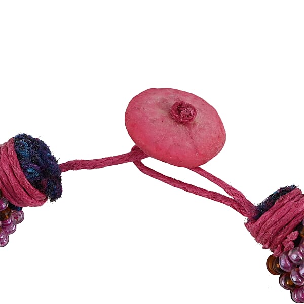 Simulated Pink Pearl And Coconut Shell Necklace 25 Inches
