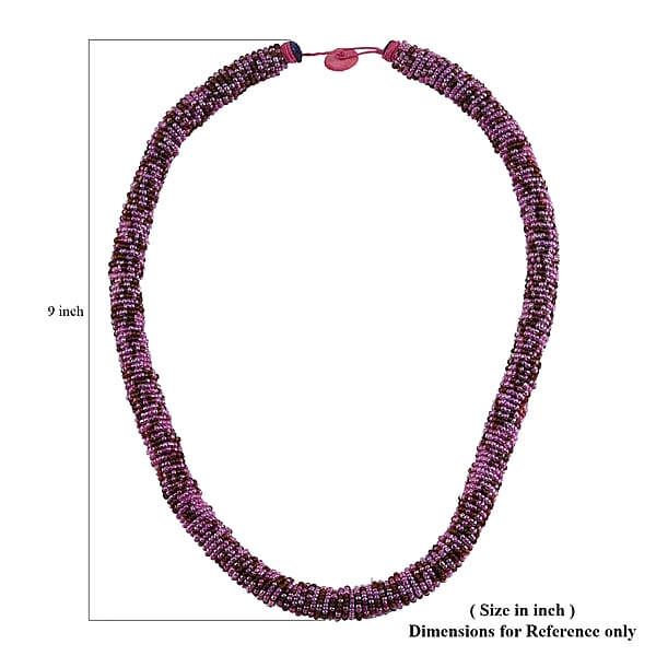 Simulated Pink Pearl And Coconut Shell Necklace 25 Inches