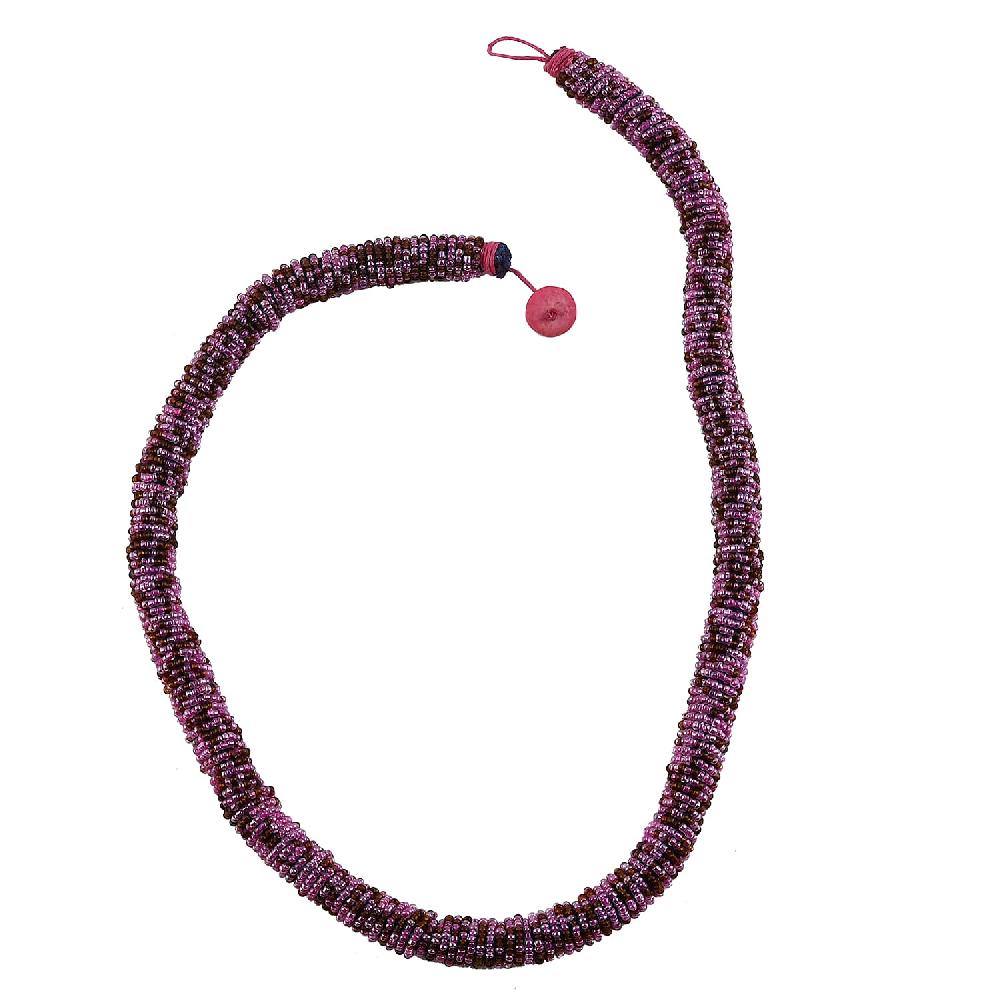 Simulated Pink Pearl and Coconut Shell Necklace 25 Inches