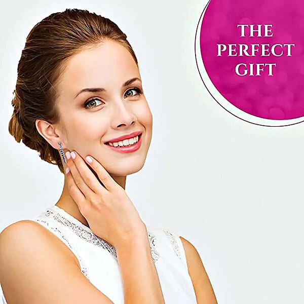 Simulated Purple Diamond Hoop Earrings In Sterling Silver Silver Hoops For Women