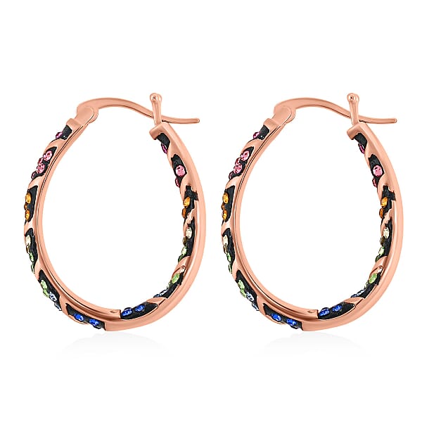 Simulated Rainbow Diamond Earrings In Rosetone