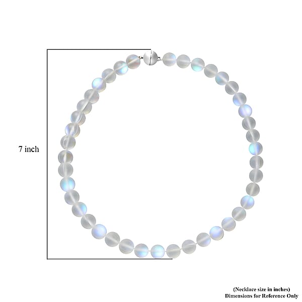 Simulated White Mystic Topaz Bead Necklace Silvertone Bead Jewelry For Women Unique Gifts For Women Women's Necklace With Magnetic Clasp 20 Inches