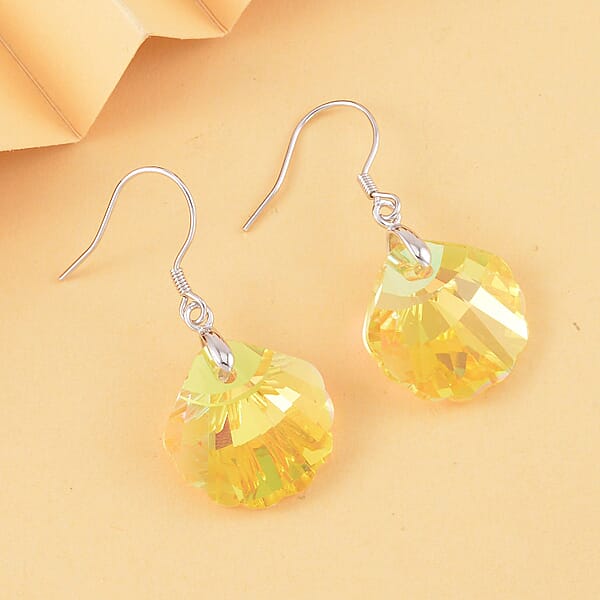 Simulated Yellow Topaz Earrings In Rhodium Over Sterling Silver