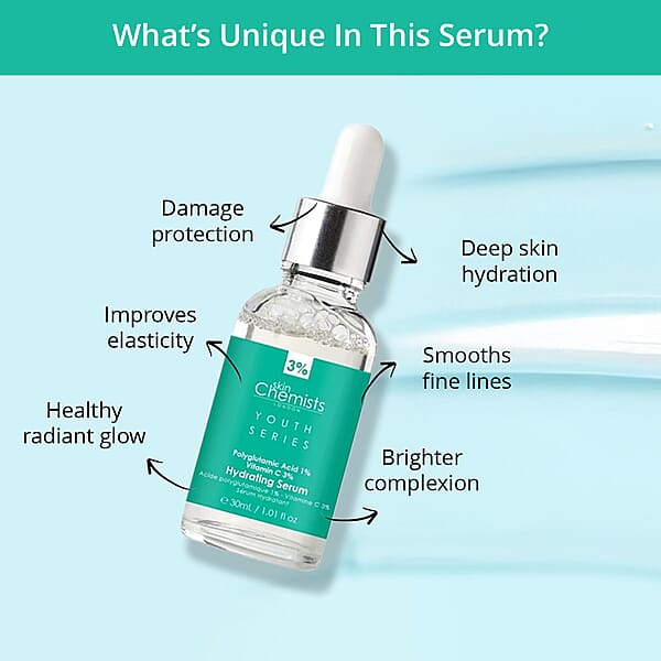 SkinChemists Youth Series Hydrating Serum Polyglutamic Acid 1% & Vitamin C 3% (1.01oz)