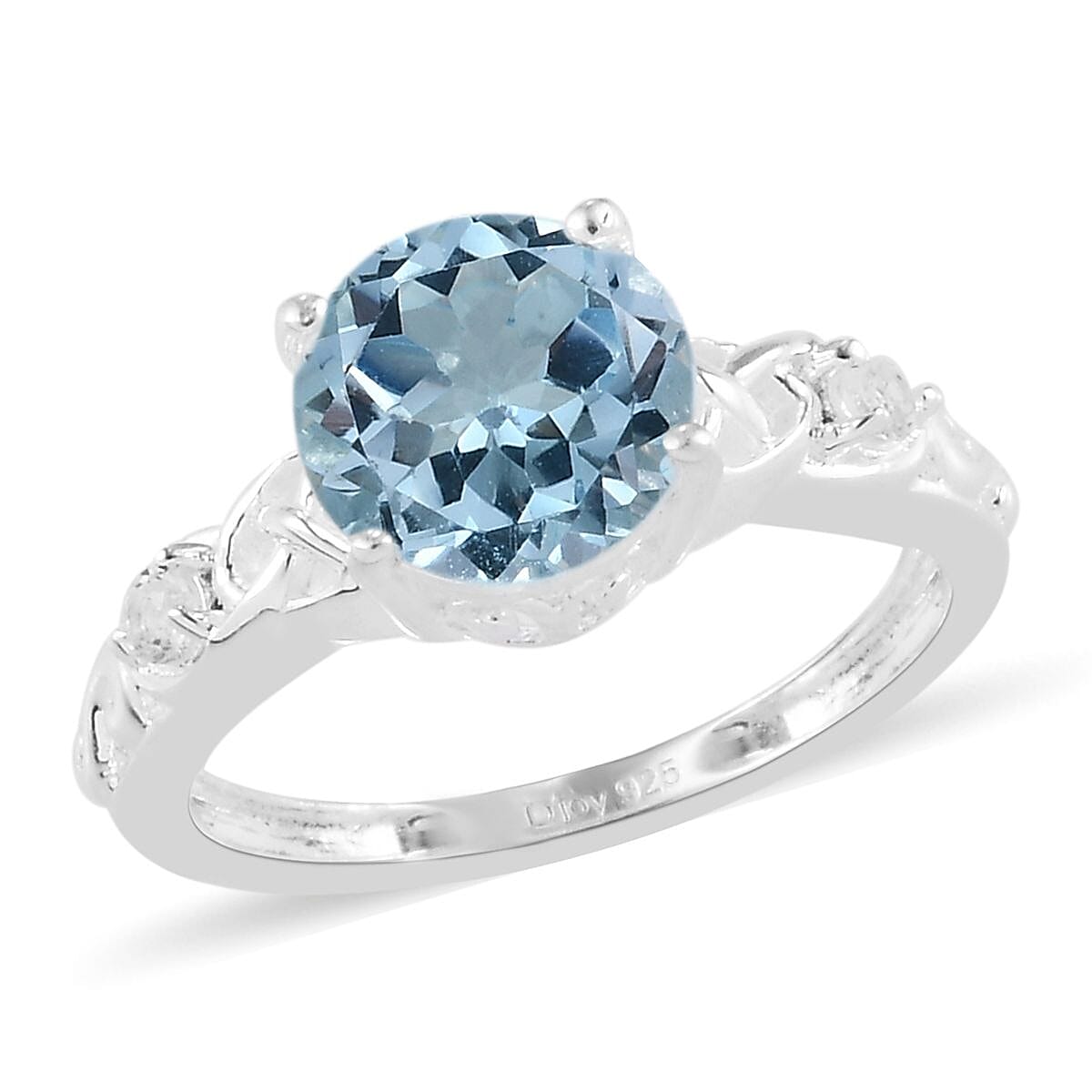 Sky Blue Topaz and White Topaz 2.35 ctw Ring in Sterling Silver