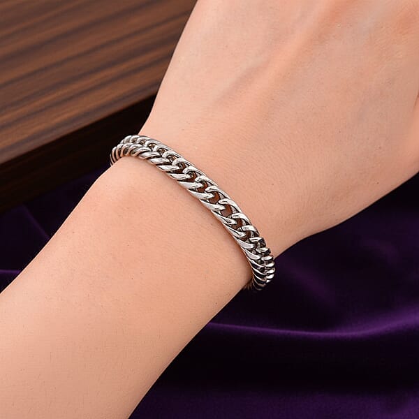 Sleek Cuban Link Bracelet In Stainless Steel (7.5-9.5In)