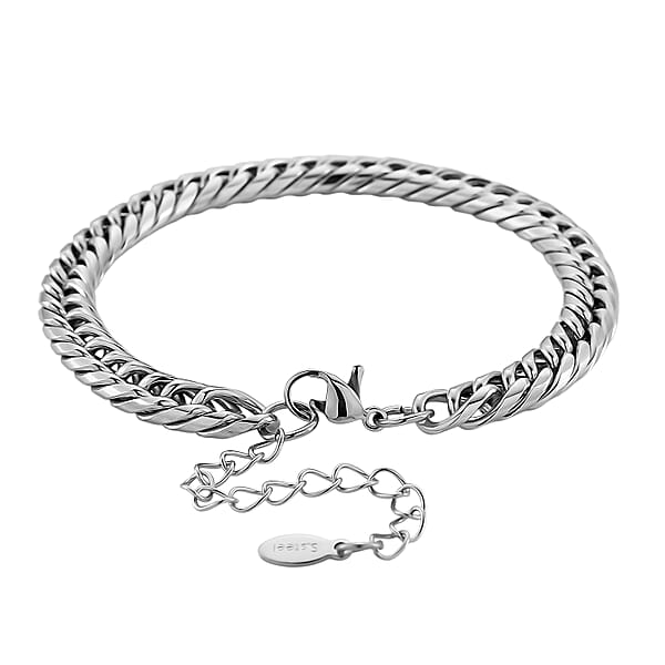 Sleek Cuban Link Bracelet In Stainless Steel (7.5-9.5In)