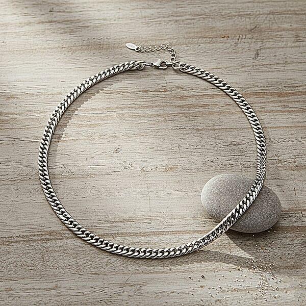 Sleek Cuban Link Chain Necklace In Stainless Steel 20-22 Inches