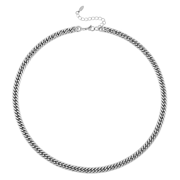 Sleek Cuban Link Chain Necklace In Stainless Steel 20-22 Inches