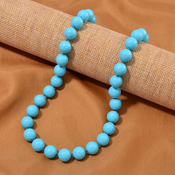 Sleeping Beauty Color Shell Pearl Necklace In Stainless Steel 380.00 Ctw (20 Inches)