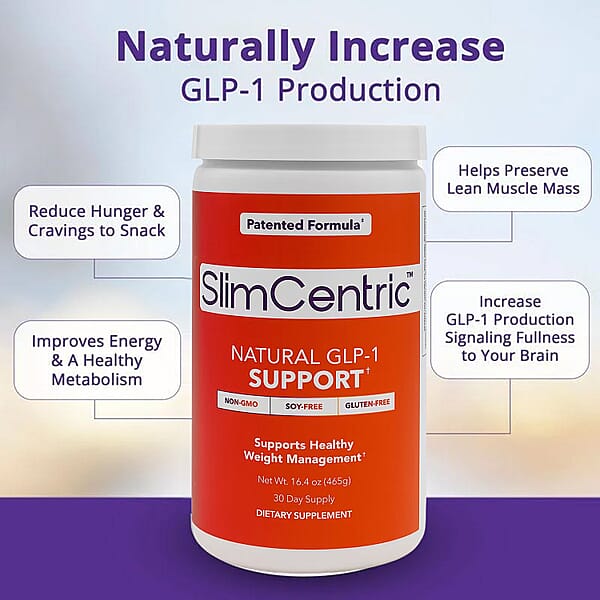 SlimCentric Natural GLP-1 Support Healthy Weight Management Dietary Supplement (16.4oz 30 Day Supply)