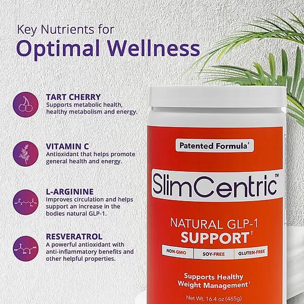 SlimCentric Natural GLP-1 Support Healthy Weight Management Dietary Supplement (16.4oz 30 Day Supply)