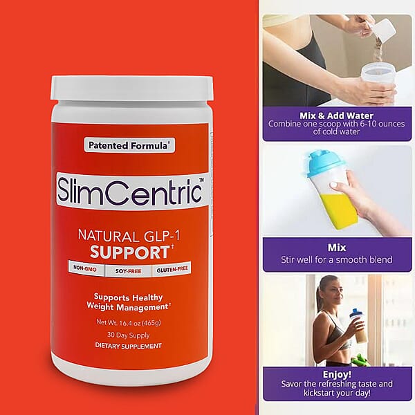 SlimCentric Natural GLP-1 Support Healthy Weight Management Dietary Supplement (16.4oz 30 Day Supply)