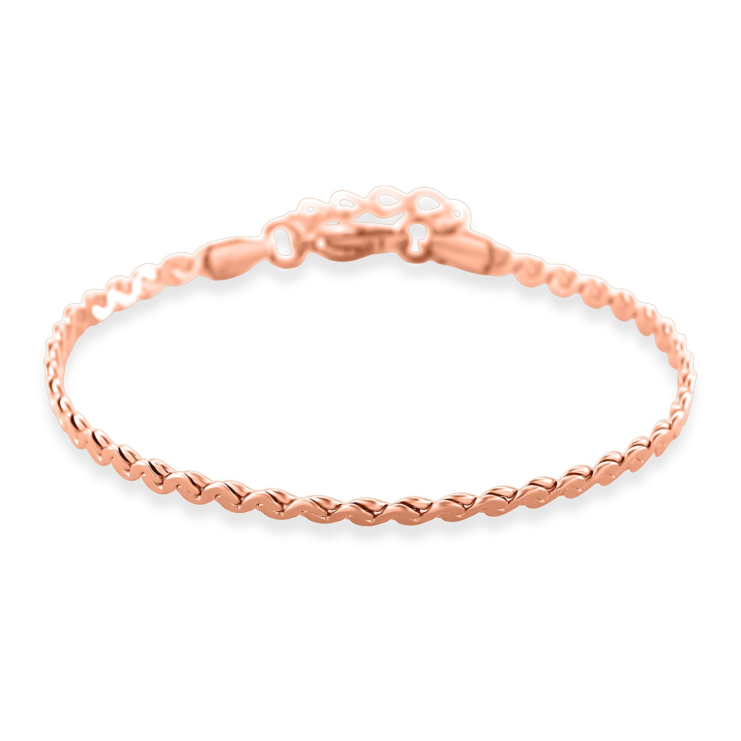 Smooth Curved Twist Chain Bracelet in ION Plated RG Stainless Steel (7.0-8.0In)
