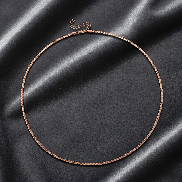 Smooth Curved Twist Chain Necklace In ION Plated RG Stainless Steel (24-26 Inches)