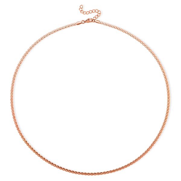 Smooth Curved Twist Chain Necklace In ION Plated RG Stainless Steel (24-26 Inches)