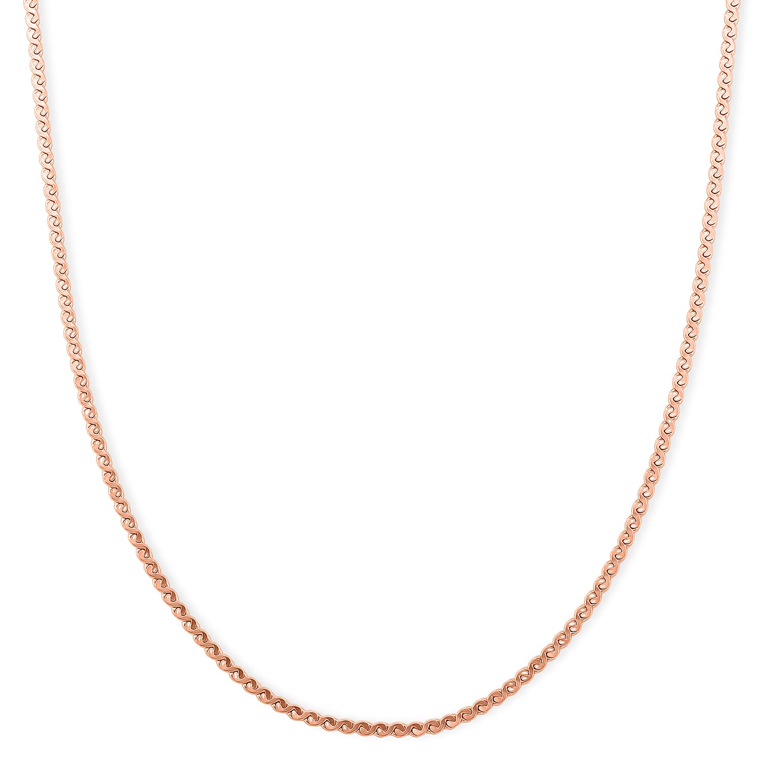 Smooth Curved Twist Chain Necklace in ION Plated RG Stainless Steel (24-26 Inches)