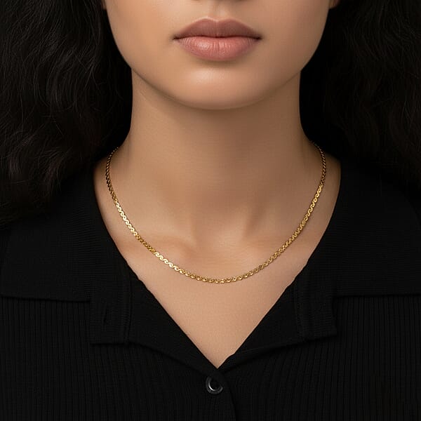 Smooth Curved Twist Chain Necklace In ION Plated YG Stainless Steel (24-26 Inches)